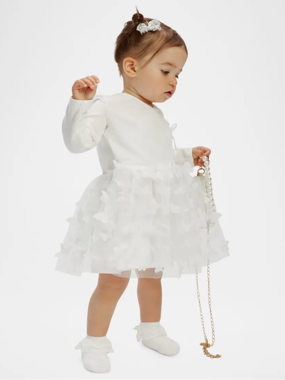 NWT Bardot Junior White Baby Girl Butterfly Tulle Dress